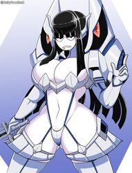 2021 barely_clothed black_hair cigarette cleavage cosplay costume curvy curvy_female female female_only goth junketsu junketsu_(cosplay) kill_la_kill kiryuuin_satsuki_(cosplay) long_hair looking_at_viewer pubic_hair pubic_hair_peek remake revealing_clothes saltynoodles solo solo_female sword thick thick_thighs veronica_(saltynoodles) voluptuous white_skin