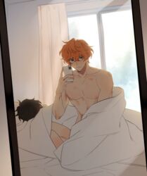 2boys abs after_sex childe_(genshin_impact) gay genshin_impact hickey male_only mirror_selfie naked owowow0 phone tartaglia_(genshin_impact) yaoi zhongli_(genshin_impact)