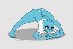 1girls animated anthro ass blue_skin bottomless bubble_butt cartoon_network derpyharpy female female_only jack-o_pose nicole_watterson partially_clothed shaking_butt tail the_amazing_world_of_gumball video