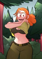 arkeus bra female orange_hair park_ranger ranger_tabes solo solo_female tagme undressing we_bare_bears