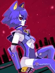 2014 abstract_background blue_hair female female_only hopebiscuit looking_at_viewer machine metal_sonic metal_sonique pointy_ears red_eyes red_sky robot rule_63 short_hair shoulder_pads signature small_breasts solo sonic_(series) sonic_the_hedgehog_(series) stars tagme