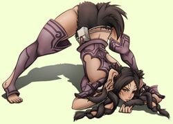 1girls ass ass_up big_ass brown_hair dark-skinned_female dark_skin face_down_ass_up fire_emblem fire_emblem_awakening higher_resolution_duplicate jack-o_pose jackochallenge kalesklok large_breasts long_hair looking_at_viewer monster_girl nintendo panne_(fire_emblem) pose rabbit_girl red_eyes smile solo spread_legs taguel