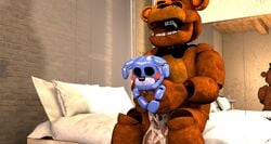 2boys 3d animatronic balls bear bedroom big_balls big_penis closed_eyes cum_dripping_from_penis cum_inside cum_on_penis erection five_nights_at_freddy's five_nights_at_freddy's:_sister_location freddy_(fnaf) gay genital_fluids genitals holding looking_pleasured male male_only mirror nsfwfrasty21 open_mouth orgasm penis puppet_bonnie_(fnafsl) rabbit robot sitting sitting_on_bed video_games