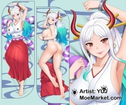 armpits dakimakura dakimakura_design long_hair looking_at_viewer looking_back one_piece sleeveless yamato_(one_piece) yuj_(moemarket)