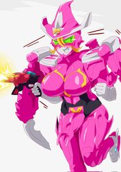 1girls 2021 bent_over blonde_hair blush_stickers breasts cum dragon_girl facial female firing geartlinger grey_eyes gun highres kikai_sentai_zenkaiger magine mecha mechanical_wings otokam1117 pink_skin red_cheeks robot_girl shooting super_sentai tokusatsu wingless_dragon witch yellow_light zenkai_magine