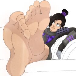 ) apex_legends barefoot curvaceous curvy curvy_body curvy_female feet feet_together female fit fit_female foot_fetish foot_focus huntress nude nude_female soles sweat sweatdrop sweaty_body tacitusart toes_spread wraith_(apex_legends)