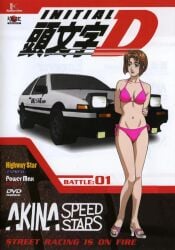ae86 alternate_costume belly bikini blunt_bangs bob_cut bra breasts brown_eyes brown_hair car cosplay costume crop_top female fujiwara_takumi's_toyota_trueno_ae86 high_boots high_heels initial_d lipstick makeup medium_breasts midriff motor_vehicle natsuki_mogi official_art panties pink_bikini pink_bra pink_panties race_queen race_track race_vehicle racecar racetrack short_hair swimsuit thighs third-party_edit toyota toyota_sprinter_trueno underwear
