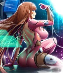 1girls art ass big_ass big_breasts bodysuit breasts brown_hair curvaceous curvy impossible_bodysuit impossible_clothes koukawa_asuka large_breasts long_hair looking_away sci-fi sitting skin_tight solo solo_female solo_focus suit tagme taimanin_(series) taimanin_asagi taimanin_rpgx taimanin_suit very_long_hair voluptuous wallpaper