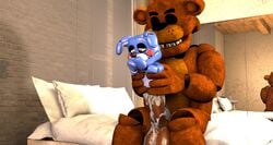 2boys 3d animatronic balls bear bedroom big_balls big_penis closed_eyes cum_dripping_from_penis cum_inside cum_on_penis erection five_nights_at_freddy's five_nights_at_freddy's:_sister_location freddy_(fnaf) gay genital_fluids genitals holding looking_down male male_only mirror nsfwfrasty21 orgasm penis puppet_bonnie_(fnafsl) rabbit robot sitting sitting_on_bed video_games