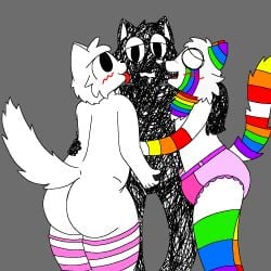 2femboys 3boys ambiguous_species anthro anthro_male anthro_only arm_around_shoulders ass ass balls barely_visible_genitalia big_ass big_ass_(male) big_butt big_butt_(male) black_and_white_body black_and_white_fur black_body black_fur blush blush boy_kisser_(meme) boykisser canid canine clean_diaper cock diaper diaper_fetish diaper_only dick digital_media_(artwork) femboy femboy_focus fetish fluffy_tail foreskin furry furry_male furry_only genderfluid genitals glitterpop! grabbing_penis group licking licking_cheek lidded_eyes male male_anthro male_ass male_butt male_furry male_only nekozuna no-human no_human no_humans no_pupils non-human non-human_only nonbinary_(lore) oc only_furry only_male open_mouth original original_character partially_retracted_foreskin penis png pupilless_eyes rainbow_markings rainbow_tail red_tongue scribble sharp_teeth silly_cat_(mauzymice) socks sparklewolf striped_thighhighs tail thigh_highs thigh_highs_only thighhighs thighhighs_only tongue tongue_out trio trio_male uncircumcised uncircumcised_penis white_body white_fur white_mouth white_nose wolf wolffy_(wolffynotwolfy) wolffynotwolfy