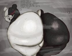 ass backsack balls ballsack bending_over big_ass big_butt black_body closed_eyes danganronpa english_text fat_ass fat_butt furry furry_only huge_ass huge_butt lolbear_9 looking_back looking_over_shoulder male male_only monokuma musk musk_clouds musky musky_butt no_sex nonhuman presenting_hindquarters robot short_tail solo solo_male spike_chunsoft standing sweat sweatdrops sweaty sweaty_ass sweaty_body sweaty_butt tail talking talking_to_another text thicc thick_thighs thighs two_tone_body ursid ursine white_body