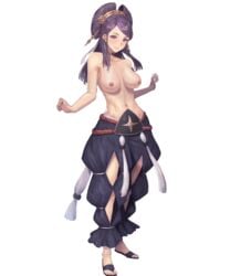 1girls accessory bare_shoulders biggitybiggitybig collar collarbone edit fire_emblem fire_emblem_fates fire_emblem_heroes large_breasts long_hair looking_at_viewer nintendo nipples nude_filter official_art orochi_(fire_emblem) purple_eyes purple_hair smile solo topless