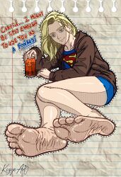 artist_name artist_request barefoot curvaceous curvy curvy_body curvy_female dc dc_comics feet feet_together female fit fit_female foot_fetish foot_focus huntress nude nude_female soles supergirl supergirl_(dcau) sweat sweatdrop sweaty_body toes