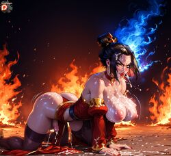 1futa ai_generated all_fours ass avatar_the_last_airbender azula big_ass big_breasts bukkake cum cum_drip cum_everywhere cum_on_breasts cum_on_face cum_on_hair cumming fire flame futa_only futanari girl hornypepegon jewelry mascara messy_makeup naked nipples penis ruined_makeup shiny_skin spread_legs stockings thick_thighs tight_clothing wet wet_clothes wet_skin
