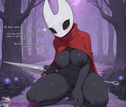 absurd_res ai_generated anthro big_breasts big_nipples cape furry_desirer hi_res highres hornet_(hollow_knight) insects silksong solo thick_thighs