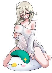 aia_amare aroused barefoot breast_lift covered_nipples full-face_blush heart-shaped_pupils horny horny_female huge_breasts humping in_heat indie_virtual_youtuber naked_shirt nipple_bulge nipples_visible_through_clothing second-party_source skeb_commission thick_thighs toes virtual_youtuber wide_hips