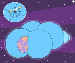 aliasing anthro antlers artist_logo artist_name ass astronomical_hyper big_breasts big_butt blue_body blush blush_lines bodily_fluids breast_expansion breast_squish breasts bubble_butt butt_expansion butt_squish cosmic_background curvy_figure deer digital_media_(artwork) earth erect_nipples expansion eyelashes female hand_on_breast happy_tree_friends hi_res horn huge_breasts huge_butt hyper hyper_breasts hyper_butt logo looking_at_own_butt lumpy_(htf) mammal moose new_world_deer nipples planet rule_63 signature small_waist solo spherical_breasts squish sweat sweatdrop text thatdawgmurray