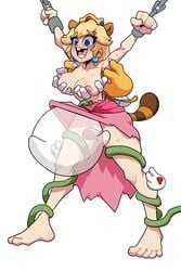 blonde_hair blush bondage boo_(mario) bound_wrists bowser breast_grab breast_squeeze chains crown cunnilingus exposed_breasts exposed_pussy feathers koopa lifting_dress lipstick mario_(series) new_super_mario_bros._2 nintendo nude_female piranha_plant princess_peach pussy_licking raccoon_ears raccoon_peach raccoon_tail rape reverse_forced_oral super_mario_bros. tadashibaka tickling tickling_pussy topless torn_clothes vines