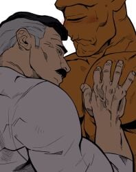 allen_the_alien bara big_pecs bonjourdraws closed_eyes gay invincible invincible_(tv_series) male male_only moustache nolan_grayson omni-man one_eye viltrumite