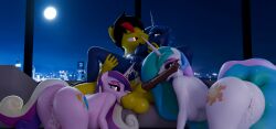 3d_(artwork) absurd_res alicorn all_fours animal_genitalia animal_penis anthro areola ball_suck bedroom_eyes big_penis biped bodily_fluids breast_grab breasts cum cum_in_vagina cum_inside cutie_mark digital_media_(artwork) equid equine equine_genitalia equine_penis erection fan_character fellatio female fffm_foursome flared_penis foursome friendship_is_magic genital_fluids genitals group group_sex hair hand_on_breast hasbro hi_res horn horse kissing leaking_cum licking lidded_eyes male male/female mammal medial_ring my_little_pony mythological_creature mythological_equine mythology narrowed_eyes nipples nude nude_anthro nude_female on_bottom on_top oral penile penis penis_lick pony princess_cadance_(mlp) princess_celestia_(mlp) princess_luna_(mlp) reverse_cowgirl_position seductive sex sucking sunylira3d tail tongue wings