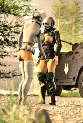 2girls 3d 3d_model 3d_render brdm-2 civil_protection_(half-life_series) combine_(half-life_series) combine_assassin_(half-life_series) female female_only half-dressed half-life_(series) half-life_2 half-life_2_beta outdoors sfm source_filmmaker