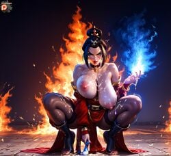 ai_generated avatar_the_last_airbender azula big_ass big_breasts breasts_apart breasts_out condom cum cum_drip cum_on_breasts cum_on_face cum_on_hair fire flame full_condom girl hornypepegon jewelry naked nipples shiny_skin sitting spread_legs stockings thick_thighs tight_clothing used_condom wet wet_clothes wet_skin