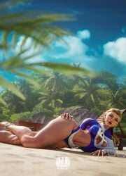 1girls 1milf 3d 3d_(artwork) 3d_model abdomen alternate_costume beach blonde_female blonde_hair blue_eyes blue_one-piece_swimsuit blue_sky blue_swimsuit cleavage curvaceous_body curvaceous_female curvaceous_figure curves curvy curvy_body curvy_female curvy_figure curvy_hips day earrings fantastic_four feet_out_of_frame female female_only full_body hand_on_hip hand_on_own_hip hashtag_loba invisible_woman invisible_woman_(azure_shade) invisible_woman_(marvel_rivals) light-skinned_female light_skin lipstick long_hair looking_at_viewer lying marvel marvel_comics marvel_rivals mature_female milf mother navel official_alternate_costume open_mouth pose posing red_lipstick sand sue_richards sue_storm sunglasses superheroine susan_storm thick_thighs video_games wide_hips