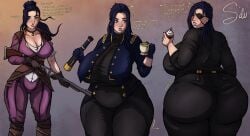 1girls age_progression bbw breast_expansion caitlyn_kiramman chubby chubby_female female female_only gigantic_ass gigantic_breasts huge_ass huge_breasts human league_of_legends overweight overweight_female sequence silverpathfinder solo solo_female standing transformation transformation_sequence weight_gain weight_gain_sequence
