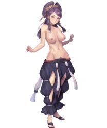 1girls accessory bare_shoulders biggitybiggitybig collar collarbone edit female_pubic_hair fire_emblem fire_emblem_fates fire_emblem_heroes large_breasts long_hair looking_at_viewer nintendo nipples nude_filter official_art orochi_(fire_emblem) pubic_hair purple_eyes purple_hair smile solo topless