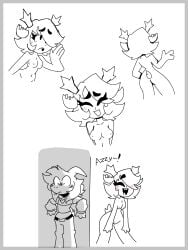 1boy1girl asriel_dreemurr completely_nude deer deltarune dess_holiday female hiding nude simple_background sketch tagme tagme_(artist) white_background