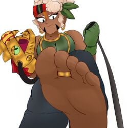 ) barefoot brawl_stars curvaceous curvy curvy_body curvy_female feet feet_together female fit fit_female foot_fetish foot_focus huntress maisie_(brawl_stars) nude nude_female soles sweat sweatdrop sweaty_body tacitusart toes