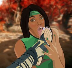 2d digital_media_(artwork) feet foot_fetish jade_(mortal_kombat) kitana licking licking_foot mortal_kombat pov saliva saliva_on_feet toes tongue