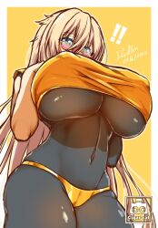 !! black_bodysuit bodysuit breasts cigar_cat clothing high_resolution megane original thick_thighs thighs underboob underwear yellow_underwear