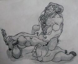 2boys abs anal anal_sex animal_ears anthro antlers artist_request bara bartel beard body_hair boner braided_beard closed_eyes cum cum_inside cumshot doggy_style dominant_male domination erection facial_hair faun furry gay gay_sex gritted_teeth gritting_teeth hairy_chest hairy_male half-human hooves horns humanoid humanoid_penis hunk implied_anal long_beard male male/male male_nipples male_only masculine mature_male monochrome muscles muscular_male mustache nude_male pecs penis rough rough_sex satyr sodomy stag