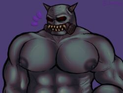 1boy big_dom_small_sub big_nipples fangs madness:_project_nexus madness_combat mag_agent_(madness_combat) male male_only marlushii muscle muscles muscular muscular_male nipples piercing piercings sharp_teeth simple_background six_pack solo torture_(madness_combat)