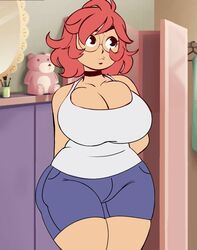 1girls balak bbw big_ass big_breasts closet curvy curvy_female edit female glasses jeans luiron maxine_(balak) red_hair short_hair thick_thighs tight_clothes tight_clothing white_shirt wide_hips