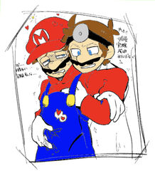 2boys colored dr._mario dr._mario_(series) edit gay japanese_text male male_only mario mario_(series) multiple_boys nintendo selfcest yaoi