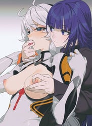 big_breasts honkai_impact honkai_impact_3rd kiana_kaslana nipples raiden_mei tagme tofu_crust tongue_out yuri