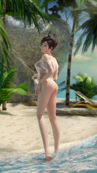 1girls 3d beach big_ass big_breasts blender blouse bubble_butt cute female female_only lena_oxton overwatch panties_removed qtria see-through_clothing solo tracer wet_clothes wholesome wide_hips