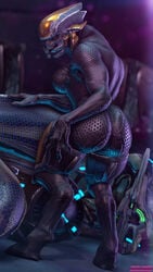 3d alien alien_girl athletic_female atsuko_(artist) dat_ass female_sangheili halo_(series) sangheili skin_tight