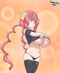 big_breasts female ilulu_(dragon_maid) immortalstar inverted_nipples miss_kobayashi's_dragon_maid solo undressing