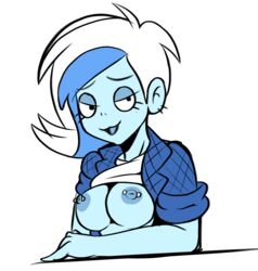 1girls :3 blue_body blue_skin breasts ear_piercing female ghost ghost_girl iggy-bomb nipples open_mouth phantasma_phantom piercing scooby-doo scooby-doo_and_the_ghoul_school smile solo white_hair