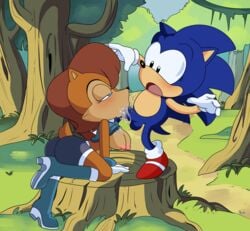 american_sonic anthro archie_comics ass balls bedroom_eyes blue_body blue_fur blush bodily_fluids boots breasts brown_body brown_fur brown_hair chipmunk classic_sonic classic_sonic_(universe) clothed clothing cum cum_in_mouth cum_inside duo eulipotyphlan fellatio female footwear forest fur genital_fluids genitals ground_squirrel hair handwear hearlesssoul hedgehog hi_res male male/female mammal mostly_nude narrowed_eyes nipples nude open_mouth oral outdoor_sex outdoors outside penile penis plant raised_clothing raised_shirt raised_topwear rodent sally_acorn sciurid scut_tail seductive sega sex shirt shoes sonic_(series) sonic_satam sonic_the_hedgehog sonic_the_hedgehog_(archie) sonic_the_hedgehog_(comics) sonic_the_hedgehog_(series) tenshigarden topwear tree