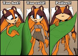 1futa anthro bed blanket chewingcocks clothed clothing comic fully_clothed furry futa_only futanari high-angle_view horsecock huge_cock intersex meme on_back penis sequence solo sonic_(series) sonic_boom sticks_the_badger sticks_the_jungle_badger sticks_the_tejon tagme text