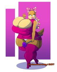 1girls anthro big_breasts boob_window cleavage clothing huge_breasts hyper_breasts mario_(series) outlaw_monkey_x solo thick_lips thick_thighs thunder_thighs tight_clothing upskirt wendy_o._koopa wide_hips yellow_body yellow_scales