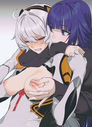 2girls big_breasts crying honkai_impact honkai_impact_3rd kiana_kaslana multiple_girls nipples pinching_nipples raiden_mei tagme tofu_crust yuri