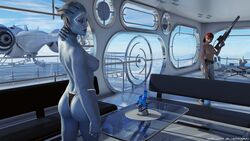 2girls 3d asari ass blue_skin breasts commander_shepard female female_only femshep major_guardian mass_effect samara