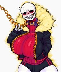 1girls algo_original anthro big_breasts female female_only hourglass_figure huge_breasts hyper_breasts rule_63 sans sans_(underfell) tagme undertale undertale_fanfiction