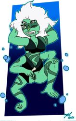 1girls 2015 alien alien_girl artist_signature bubble bubbles cartoon_network closed_eye digital_media_(artwork) extraterrestrial female female_only gem_(species) gem_fusion green_eyes green_skin hi_res high_resolution highres looking_down malachite_(steven_universe) masturbation multi_arm multi_limb not_furry not_furry_focus nude sharp_teeth solo solo_focus steven_universe transparent_background white_hair zal-cryptid