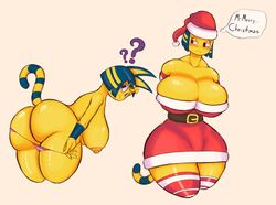 2018 algo_original animal_crossing ankha anthro ass breasts cleavage nintendo nipples thick_thighs thighs wide_hips